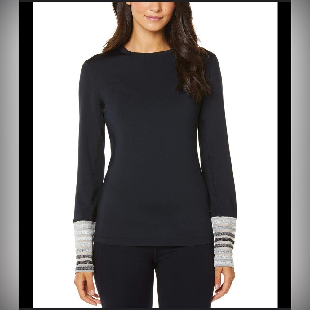 Compression XS charcoal gray shirt with striped mesh sleeves